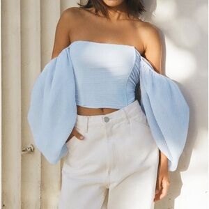 ZARA Pastel Blue Organza Top